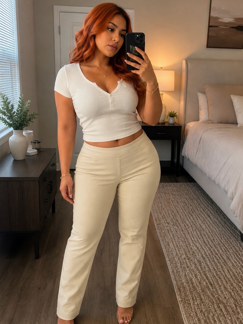 NIC+ZOE Cream Straight Leg Pants